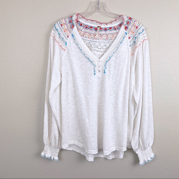 FREE PEOPLE Ivory Siesta Fiesta Ivory Top Medium - Picture 3 of 16